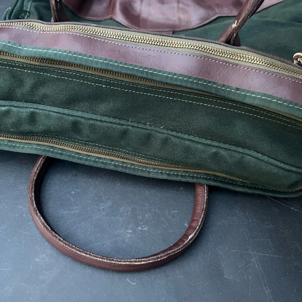 Orvis Men's Green and Brown Leather-Trim Canvas Travel Bag
